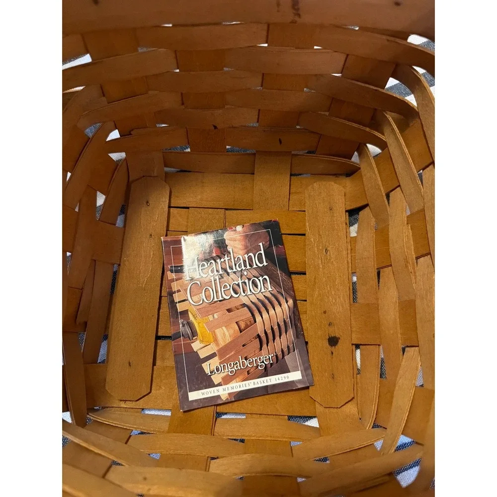 Longaberger Heartland Collection Basket 1999 Square Handwoven Wood Lid Handle